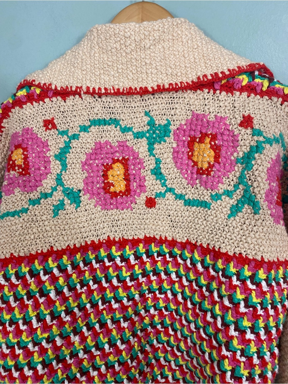 Free People Strawberry Cardi Crochet Cardigan Floral Medium - Picture 8 of 13